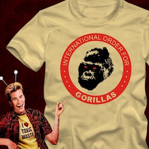 INTERNATIONAL ORDER For GORILLAS - distressed T-Shirt many color options -adult mens/unisex shirts-Real Genius Chris Knight Val Kilmer 80s