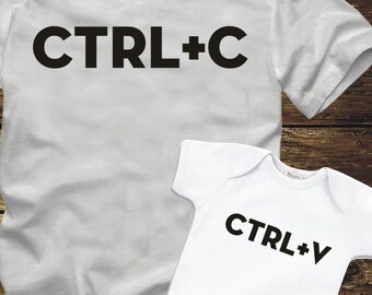 MATCHING pc COPY PASTE  -ctrl c ctrl v parent fathers day mother kid T-Shirt or Bodysuit -fun clothing adult infant  youth children -371