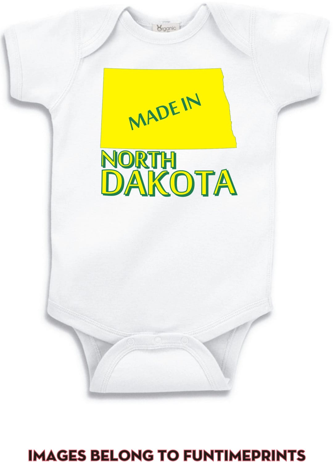 MADE in NORTH DAKOTA fun State Map Tshirt or Bodysuit University