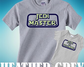 MATCHING Jedi Master / Jedi In Training T-Shirt Bodysuit parent father mother kid adult children son daughter kid mom dad boy girl star wars