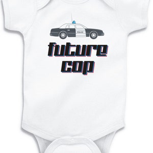 Koszulka lub body Future Cop - niemowlęcy kombinezon młodzieżowy t-shirt zabawny zabawny dla chłopców i dziewcząt dzieci odzież dla niemowląt dziecięcy policjant samochód-0040