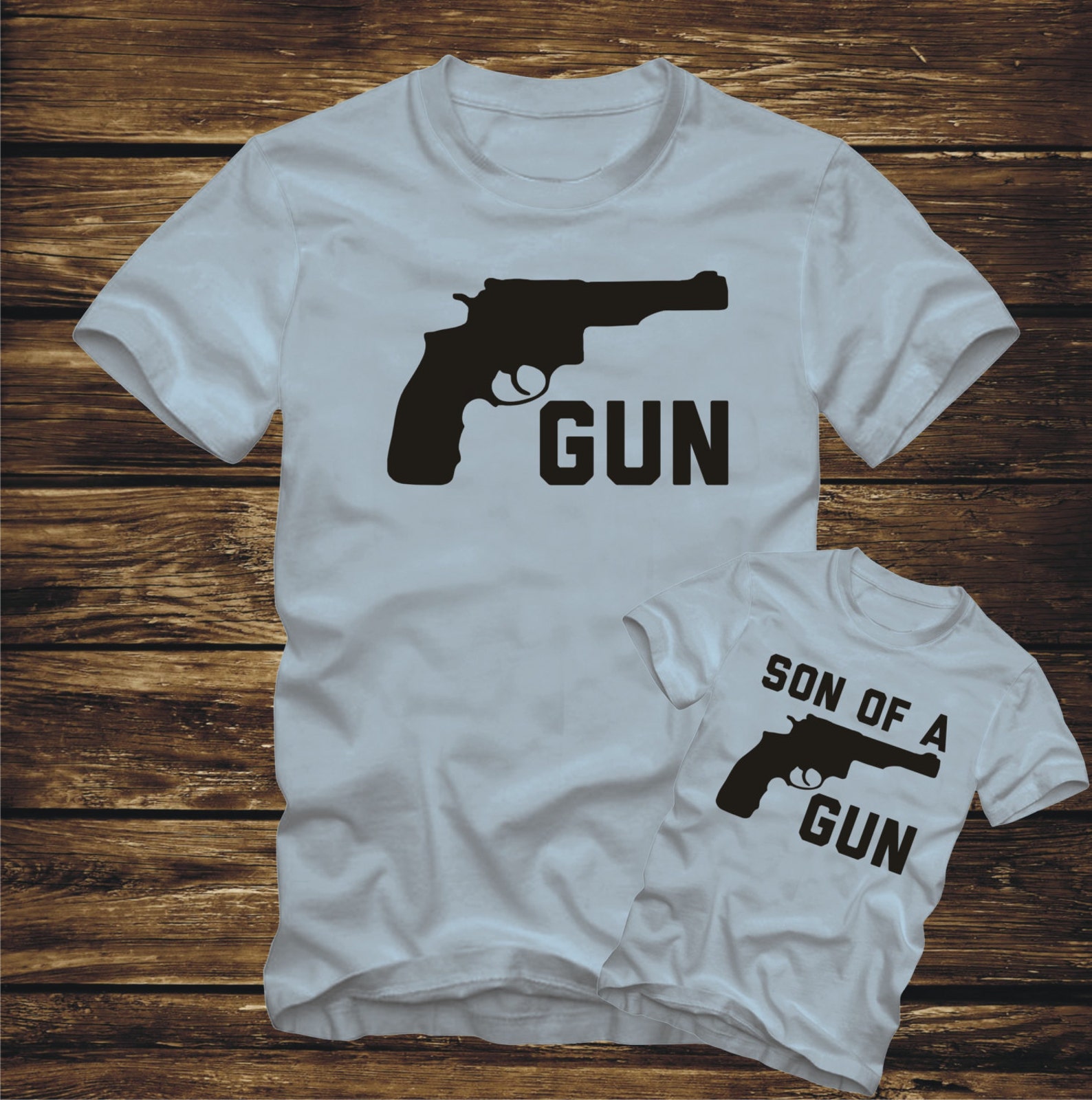 MATCHING Gun Son of a Gun parent Pistol Father Mother Kid - Etsy