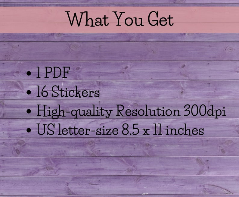 Printable stickers us letter size pdf digital download cute etsy