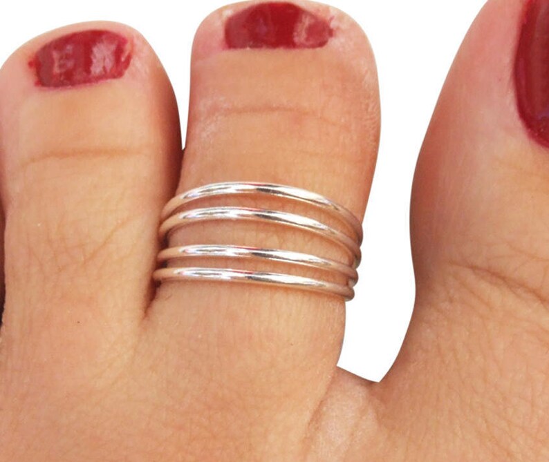 Bague de Pied Orteil Bijoux Argenté Métal Anneau Inde Réglable Ajustable spirale
