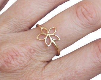 Gold Ring, Flower Ring, Floral Ring, Band Ring, Blossom Ring, Gold Plated Ring
