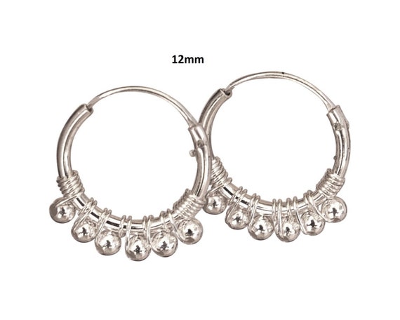 Bali Hoops Ball Earrings Ethnic Hoops Sterling Silver 25mm Hoop Earrings Ethnic Earrings Round Earrings Handmade Hoop Earrings Silver Hoop Earrings Tribal Earrings