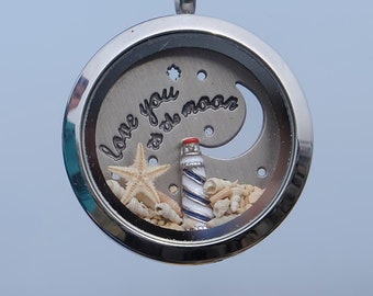 Love You to the Moon, Ocean Terrarium Necklace, Beach Necklace gift for her Anniversary Gift for Wife,Mothers day gift for mom from daughter