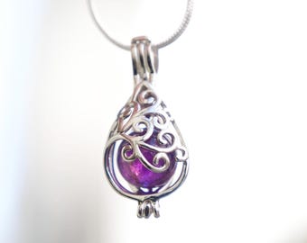 Sterling Silver Teardrop Locket Necklace, Customizable Crystal Pendant, Compassion Gift