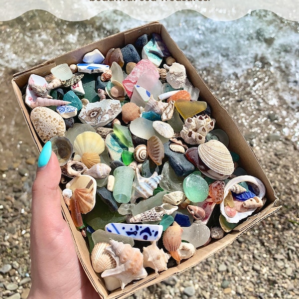 Genuine Sea Glass Beach Treasure Beach Glass Sea Pottery Beach Decor Beach stones Shell bulk Mermaid treasure box Sea Ceramic Seaglass