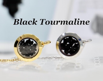 Black Tourmaline Necklace, Protection Crystal Necklace, Raw crystal necklace, October birthstone, Raw tourmaline Jewelry