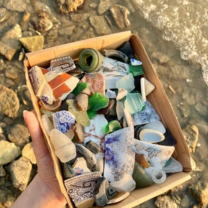 Genuine Sea Glass Beach Treasure Beach Glass Sea Pottery Beach Decor Beach stones Shell bulk Mermaid treasure box Sea Ceramic Seaglass image 5