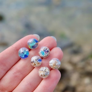 Small sea glass stud earrings Sea Shell Earrings For Women Unique earrings  for her Mothers day gift ideas for mom Beach earrings Best gift