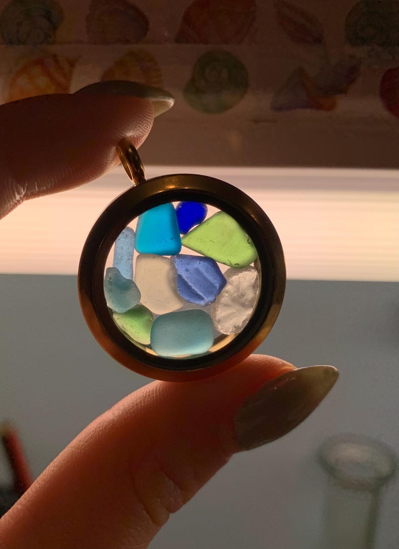 Ocean Necklace Sea glass jewelry Mother's Day Gift for Mom Birthday Gift for Daughter Seaglass locket,Beach glass Gift ideas for her image 10