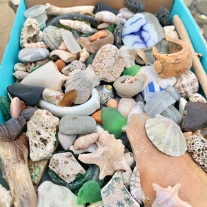 Large Mermaid treasure box Genuine Sea Glass bulk Large Sea glass Sea Pottery Beach Decor Beach stones Shell bulk Seaglass mix Ocean image 2