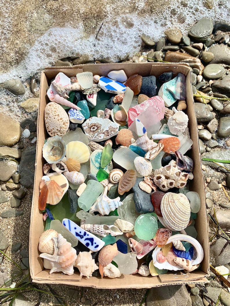 Genuine Sea Glass Beach Treasure Beach Glass Sea Pottery Beach Decor Beach stones Shell bulk Mermaid treasure box Sea Ceramic Seaglass image 8