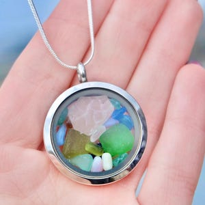Ocean Necklace Sea glass jewelry Mother's Day Gift for Mom Birthday Gift for Daughter Seaglass locket,Beach glass Gift ideas for her image 7
