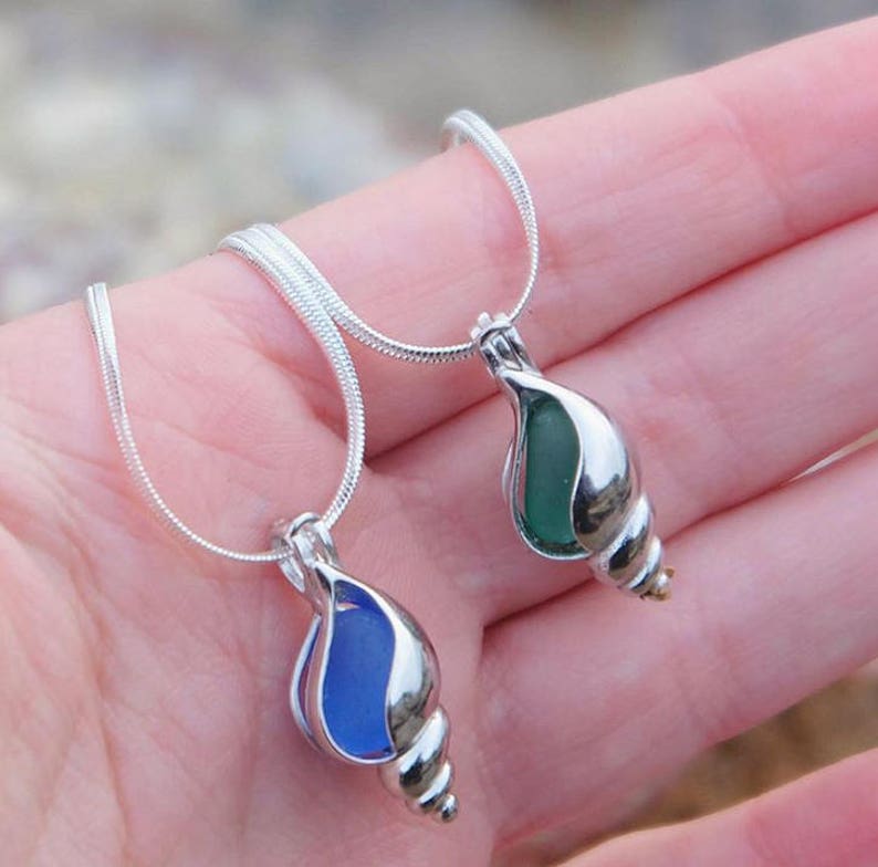 Sea glass necklace Seaglass jewellery Sea Shell jewelry Unique Gifts for women Birthday gift for her Beach glass necklace Ocean