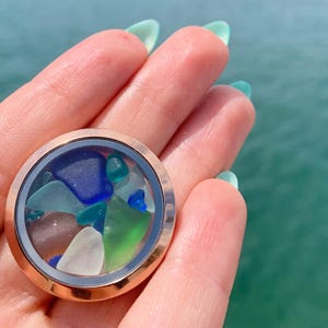 Ocean Necklace Sea glass jewelry Mother's Day Gift for Mom Birthday Gift for Daughter Seaglass locket,Beach glass Gift ideas for her image 6