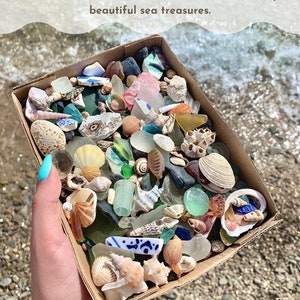 Large Mermaid treasure box Genuine Sea Glass bulk Large Sea glass Sea Pottery Beach Decor Beach stones Shell bulk Seaglass mix Ocean image 3