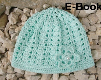 e-book crochet pattern baby hat, summer hat