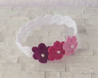 crocheted Baby Ribbon 3 flowers