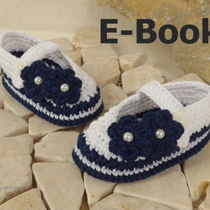 e-Book: Crochet instructions for baby shoes in a marine look