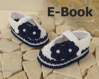 e-Book: Crochet instructions for baby shoes in a marine look