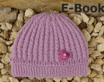 e-Book: Knitting instructions baby hat in 3 sizes heart