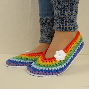 e-Book: Crochet pattern for ballerina flats &quot;Rainbow&quot;