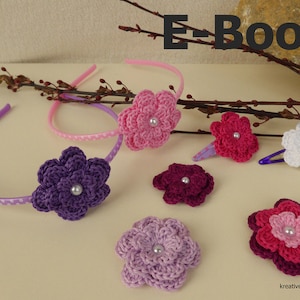 e-Book: Crochet pattern 3 D flowers on headband