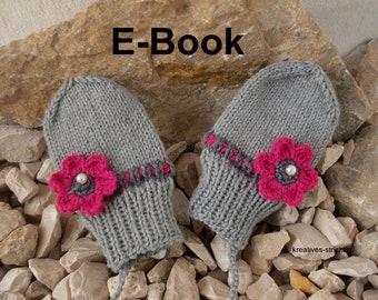 e-Book: Strickanleitung Babyhandschuhe pinke Blume