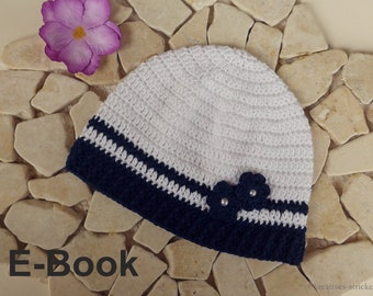 e-book crochet pattern baby hat in marine look