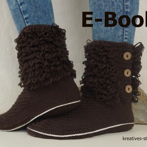 e-Book: Crochet Pattern Slippers, Fansenbooties