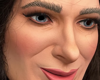 Agatha Latex Mask: Sculpted & Painted, Adjustable Strap