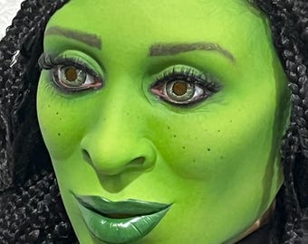 Wicked Elphaba Mask hand Sculpted & Painted,