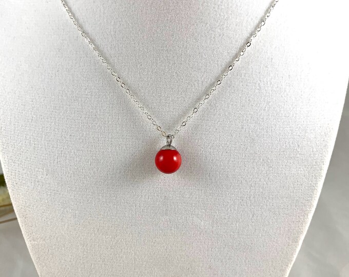 Carnelian Silver Plated Pendant Necklace/Handmade 18inch Pendant Necklace