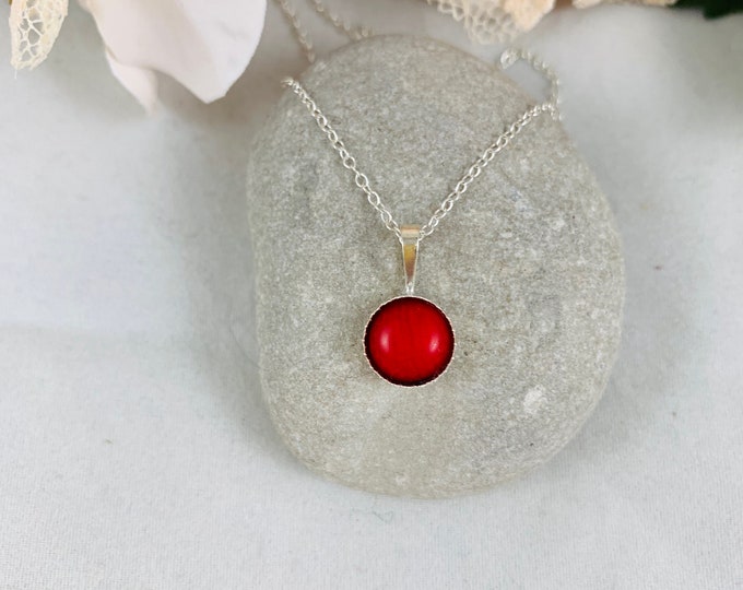 Red Coral Sterling Silver Necklace/Handmade Necklace/Pendant Necklace/18inch Necklace/Red Coral Jewelry/Red Coral Pendant