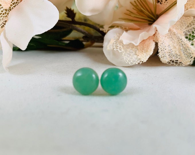 Green Aventurine Earrings/Stud Earrings/Sterling Earrings/Handmade Earrings/Aventurine Jewelry/Modern Jewelry/Simple Earrings/Small Earrings