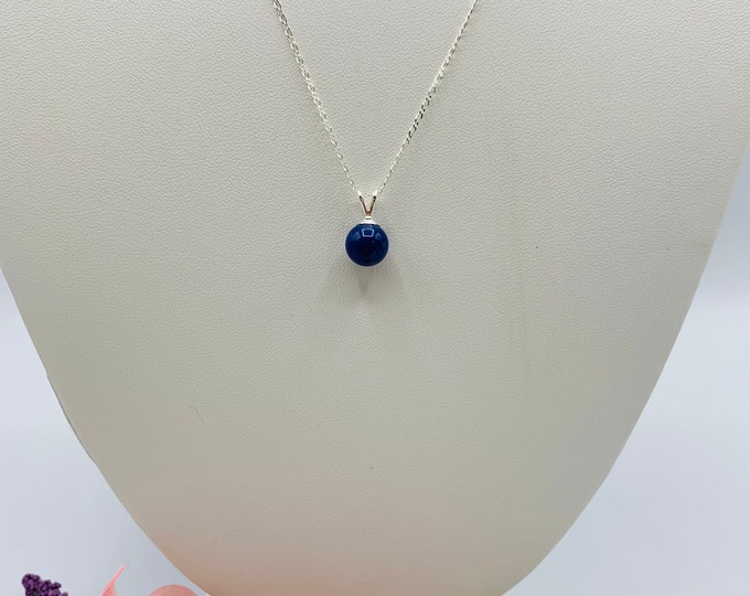 Sterling Silver Onyx Pendant Necklace/ 18inch Necklace/Handmade Necklace/Delicate Necklace/Simple Necklace