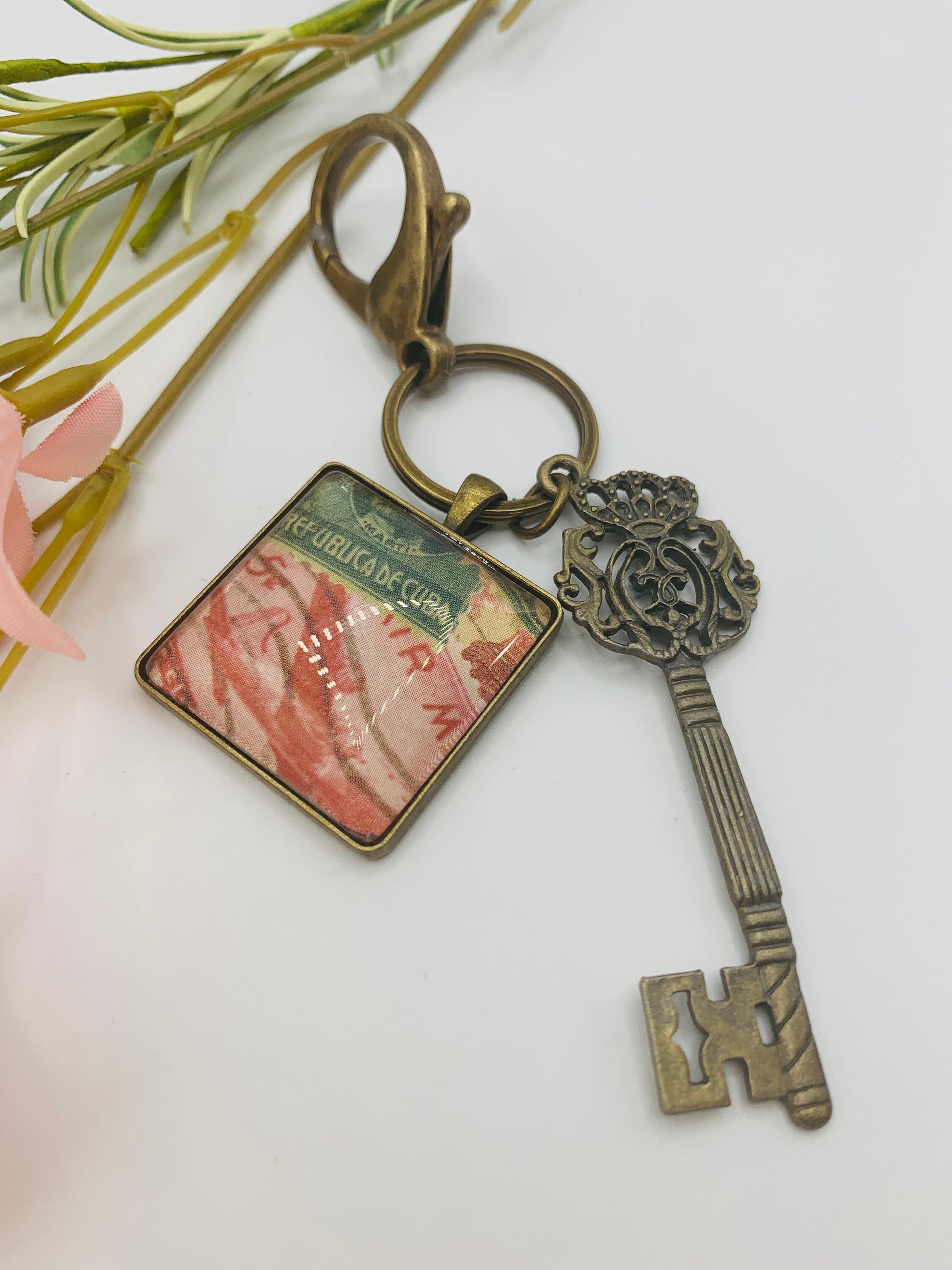 Antique Key Keychain Antique Brass Keychain Small Gift for Etsy