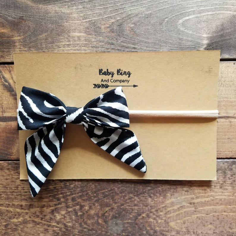 baby girl Zebra print baby headband black headband free shipping newborn bow photo prop sailor bow nylon headband