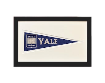 Vintage Yale University Pennant Bulldogs College Blue Flag