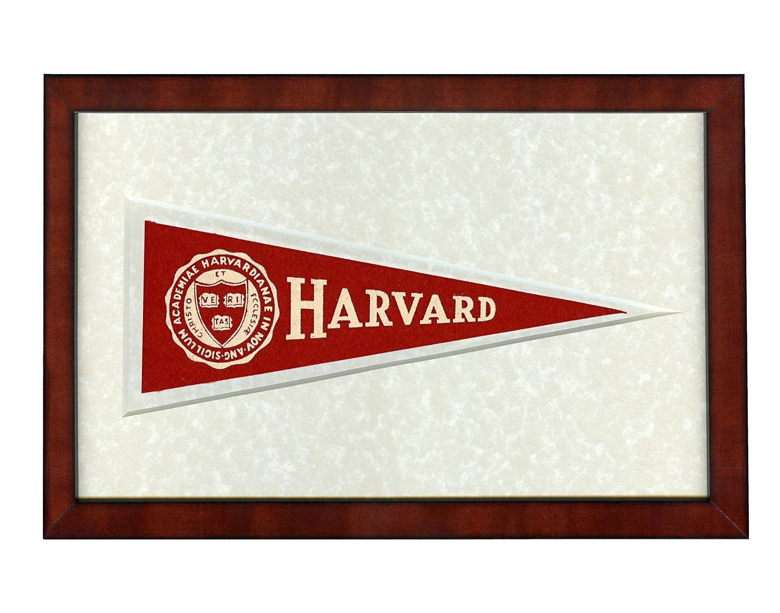Vintage Harvard University pennant (Original framed Hormel) circa 1950