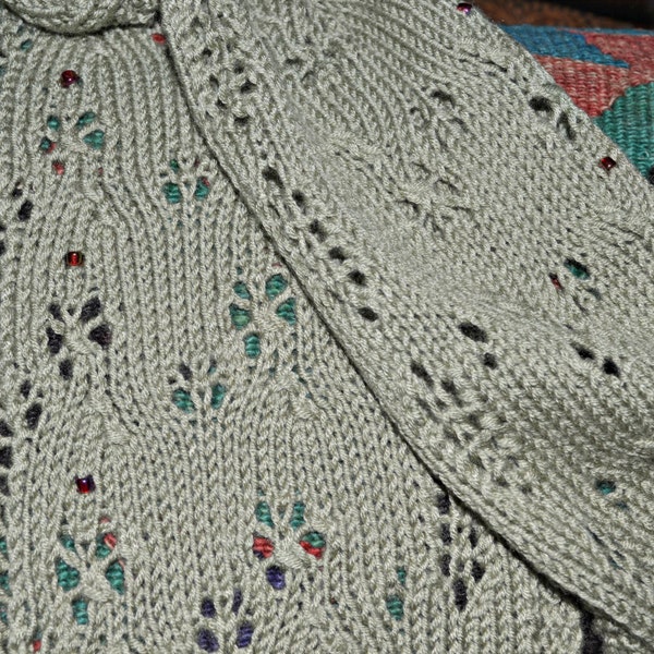 Frangipani Blossoms & Leaves Hand Knit Lace Scarf  Original Design