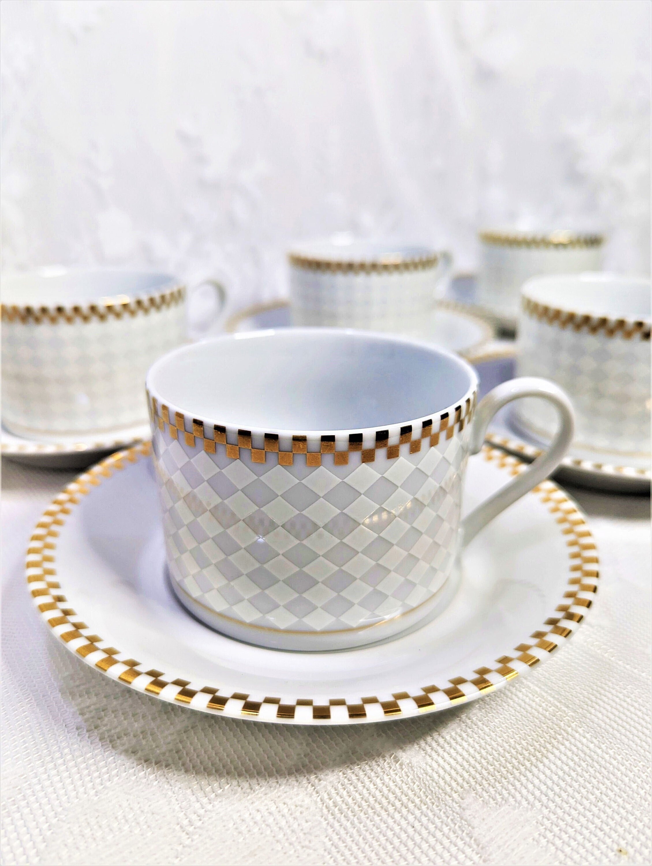 6 Monte Carlo by Mikasa Flat Cups and Saucers Replacements Tea Cups