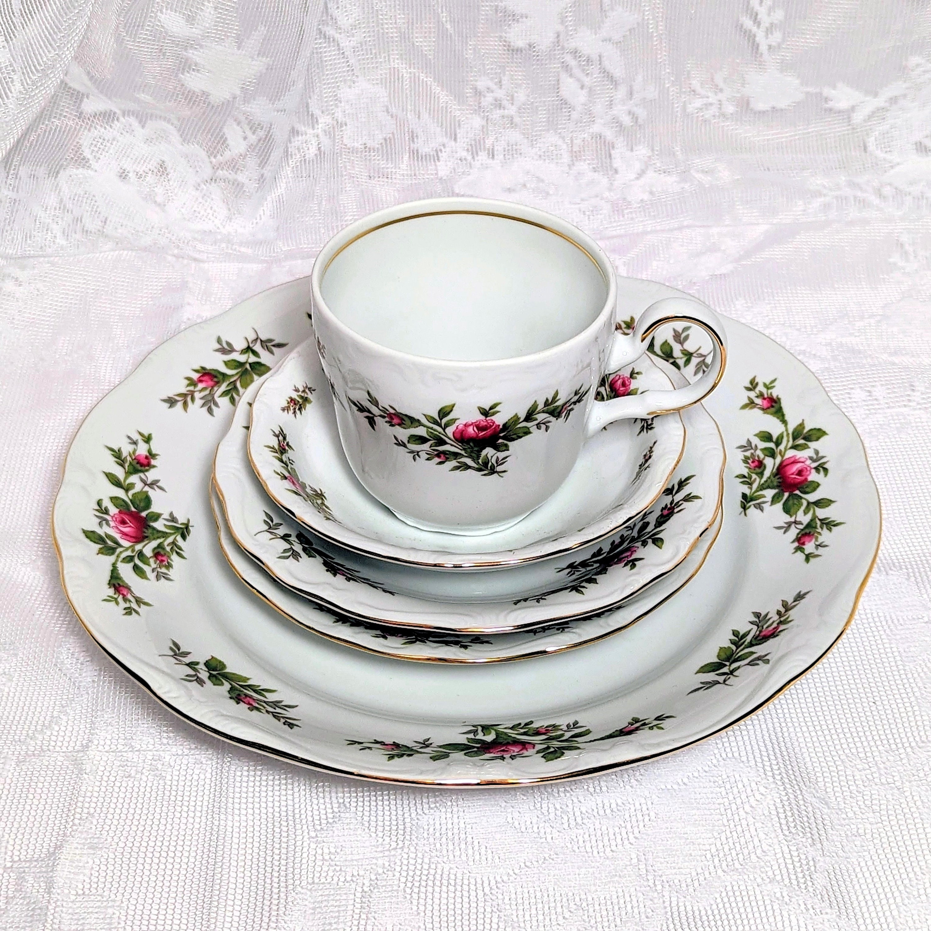 Vintage Johann Haviland Moss Rose China: 5-piece Place Setting - Etsy