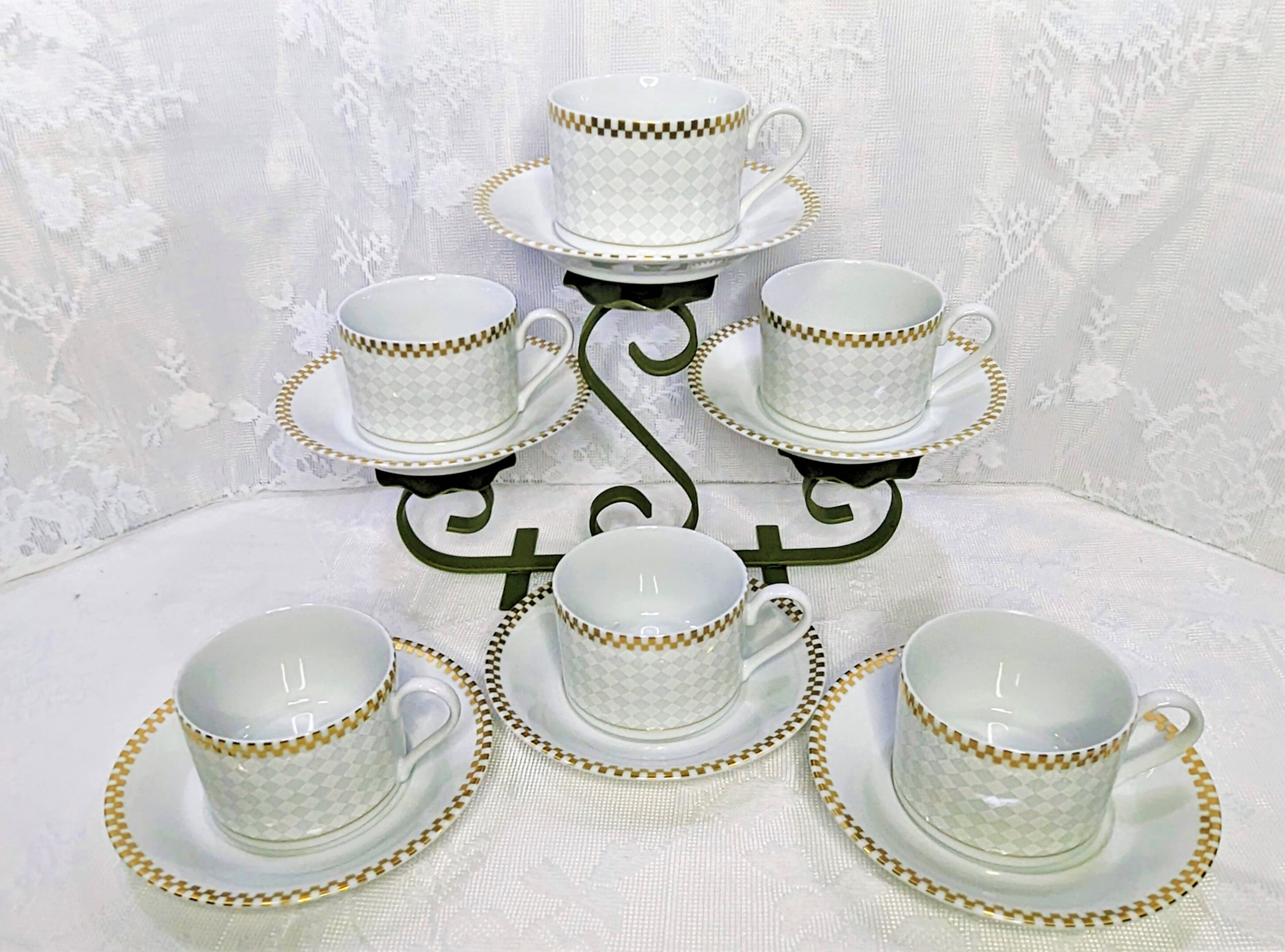6 Monte Carlo by Mikasa Flat Cups and Saucers Replacements Tea Cups