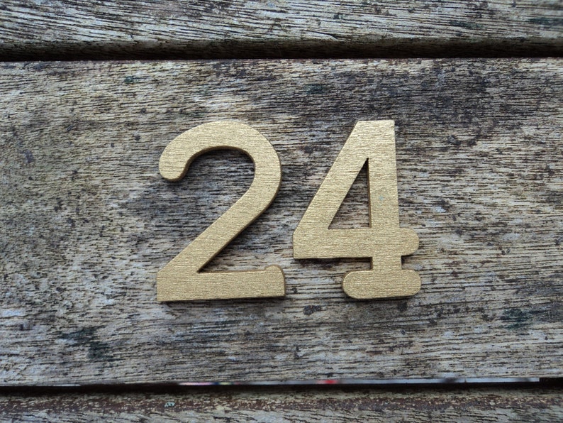 Advent Calendar Gold Wooden Numbers Set 30mm Etsy