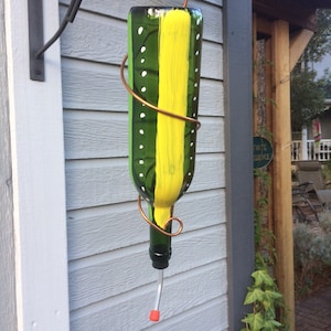 Wine Bottle Hummingbird Feeder, Unique Gift, Yard, Porch, Home, Decor, Bird, Gift,  Repurposed, Upcycled, Yard Art, Gift, unusual, nature