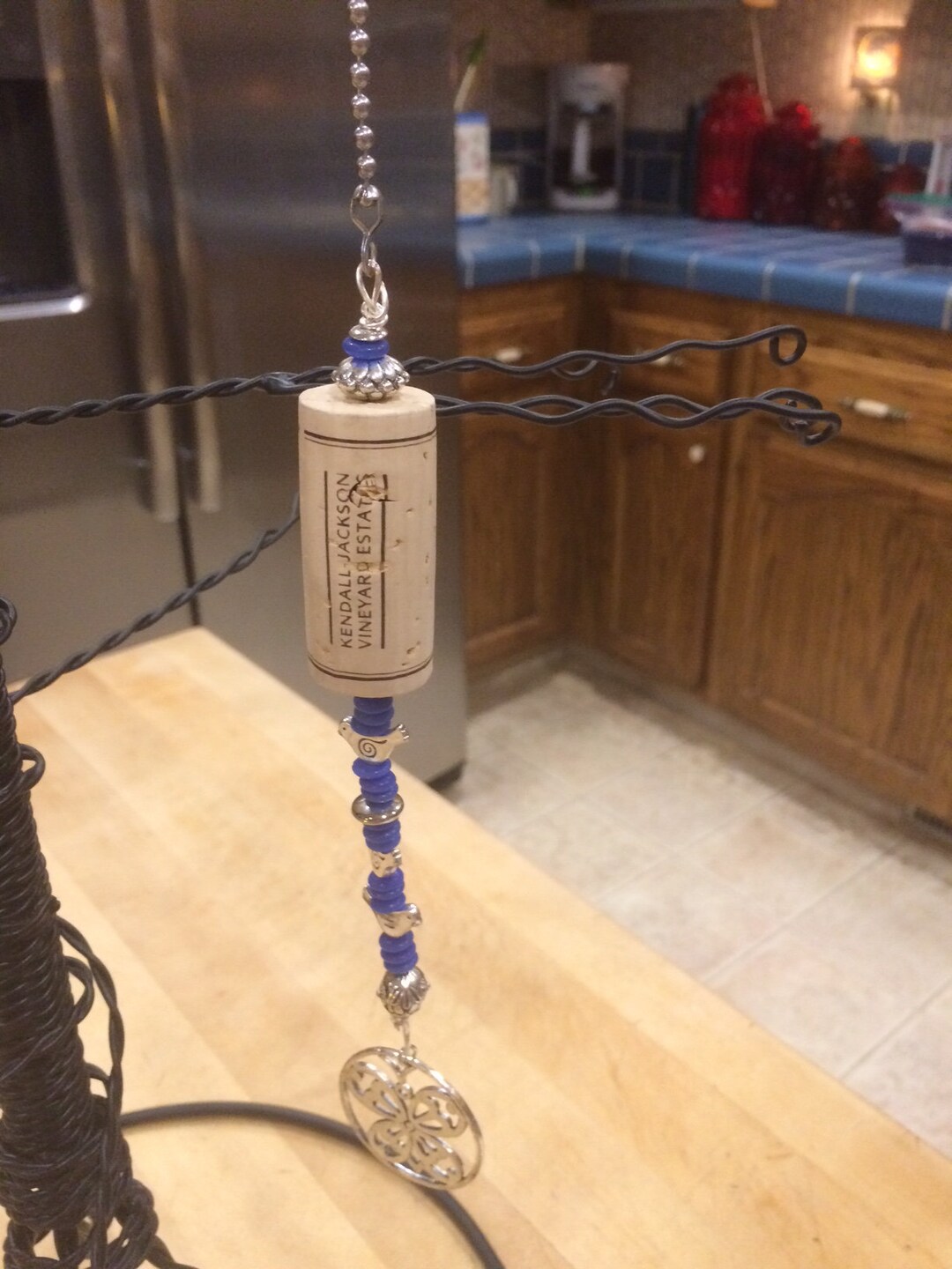 Wine Cork, Fan Pull, Ornament, Car Charm, House Warming, Home Decor